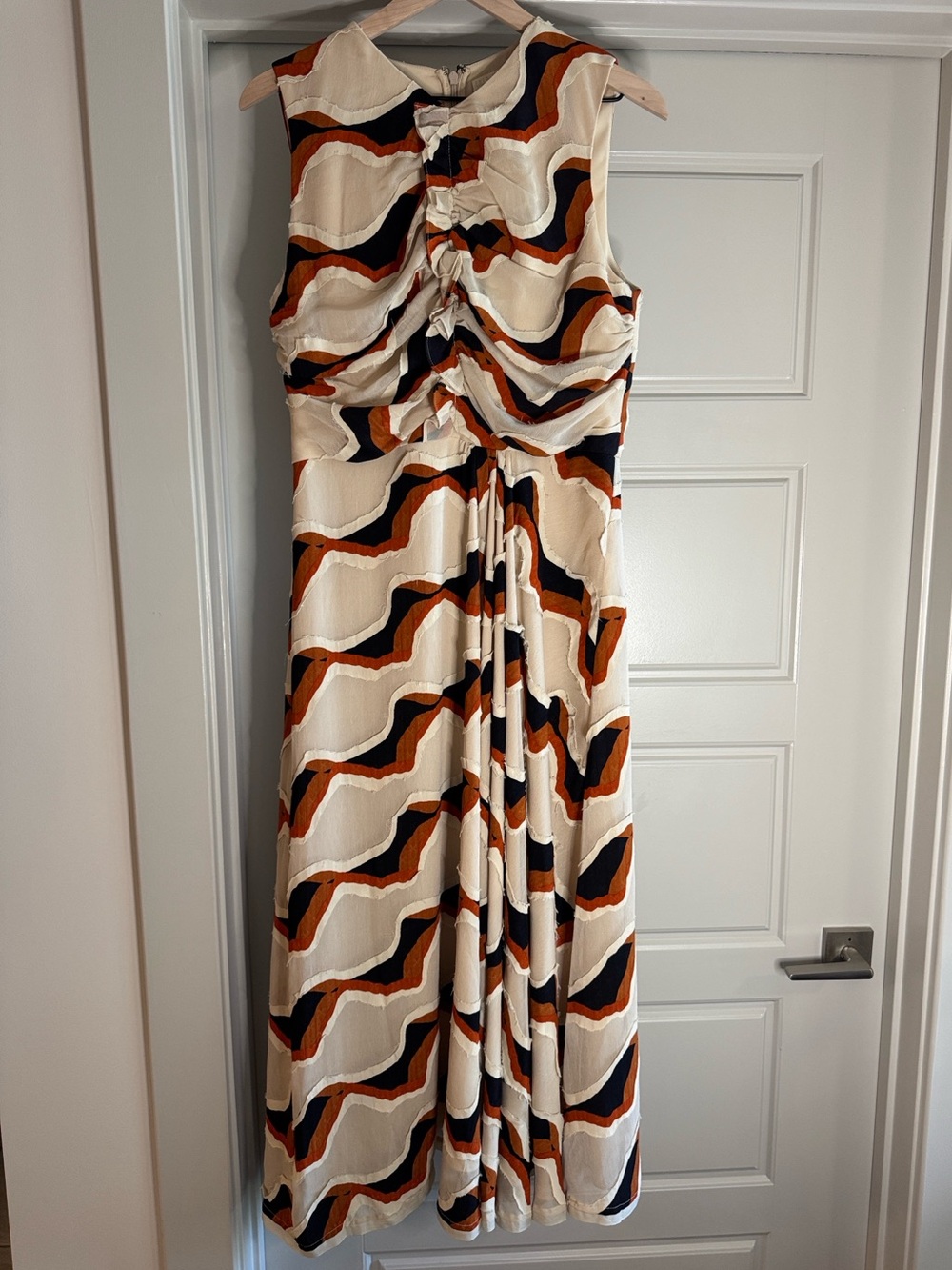 Ulla Johnson Conch Dress Cream Geometric with Subtle Beige Blue Tone - Picture 11 of 15
